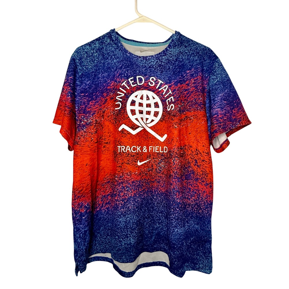 Nike USATF Dri-FIT Graphic Tee Mens M FJ3411-635 Running Athleisure Track Field
